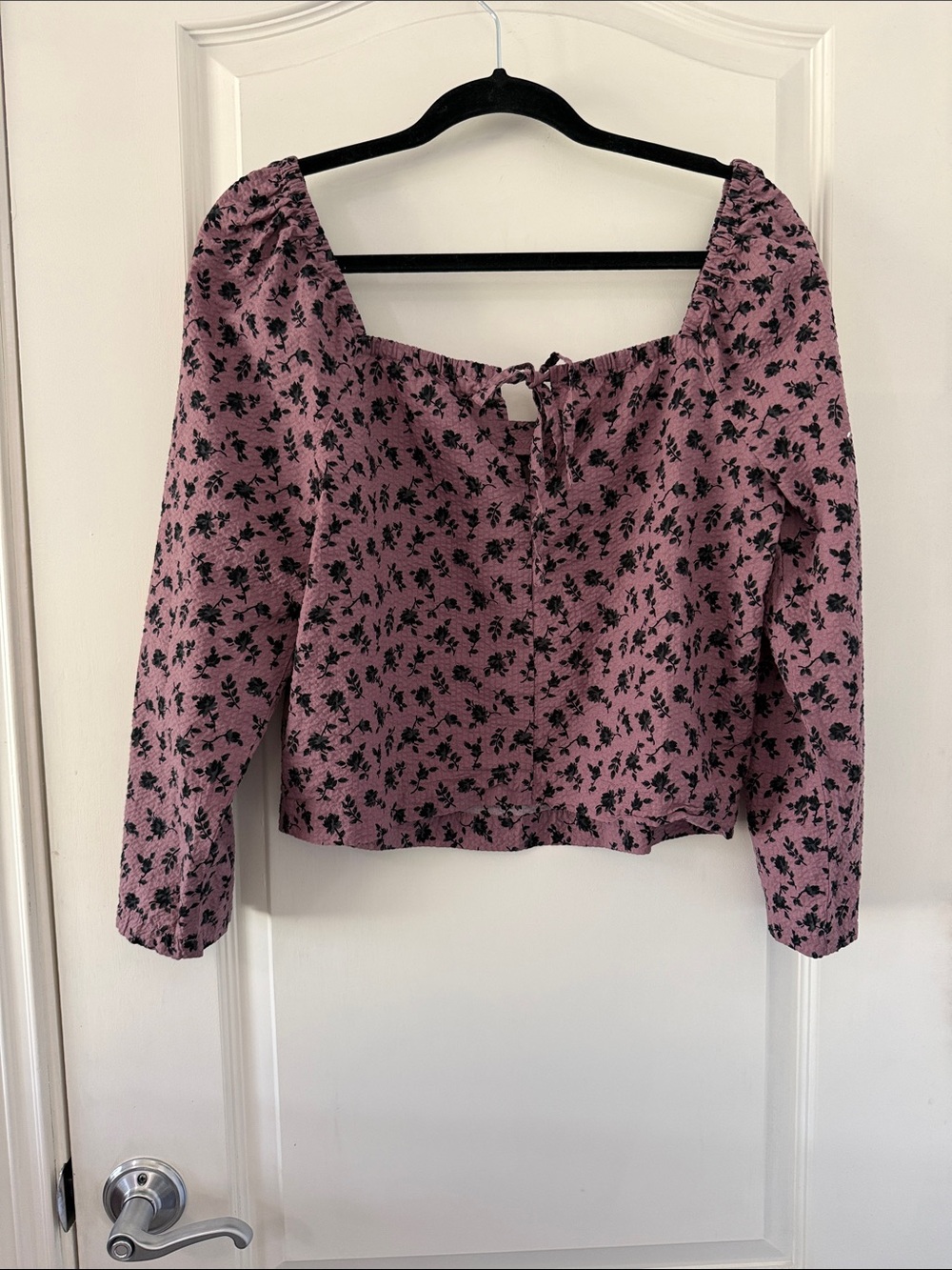 Madewell Pink Floral Square-Neck Long-Sleeve Blouse